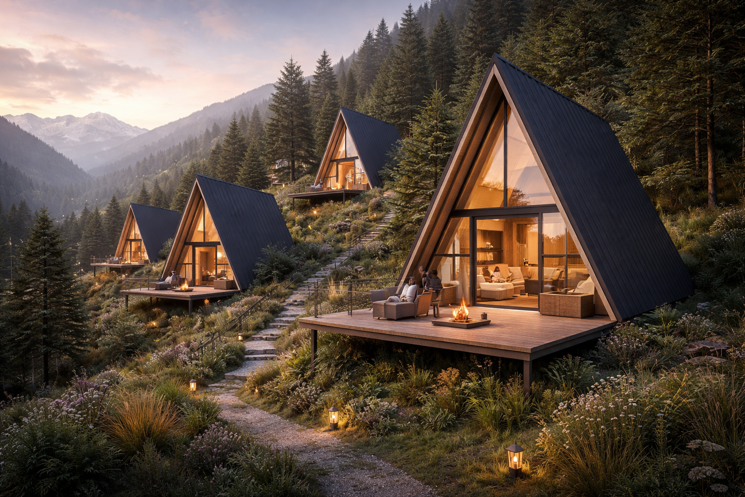 Cozy cabin interior with natural lighting