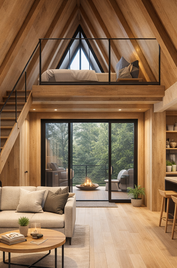 Loft bedroom overlooking living area